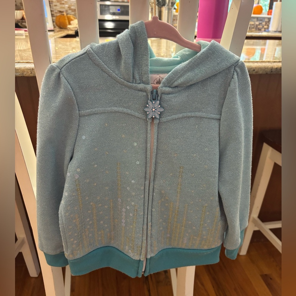 Disney Frozen Pastel Blue Hoodie with snowflake zipper & snowflake cape